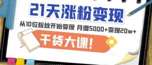 21天精准涨粉变现干货大课：从10位粉丝开始变现月增5000+变现20w+-资源云