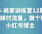 小红书-商家训练营12期:让商家丢掉付流量,做个赚钱的小红书博主-资源云
