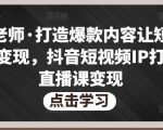 不韦老师·打造爆款内容让短视频快速变现,抖音短视频IP打造及直播课变现-资源云