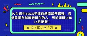 久久疯牛2023年纯自然流起号课程，老杨是把自然流玩明白的人，可以闭眼上车（3月更新）-资源云