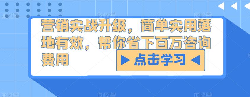 营销实战升级，简单实用落地有效，帮你省下百万咨询费用-资源云