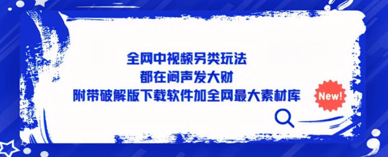 全网中视频另类玩法，都在闷声发大财，附带破解版下载软件加全网最大素材库-资源云