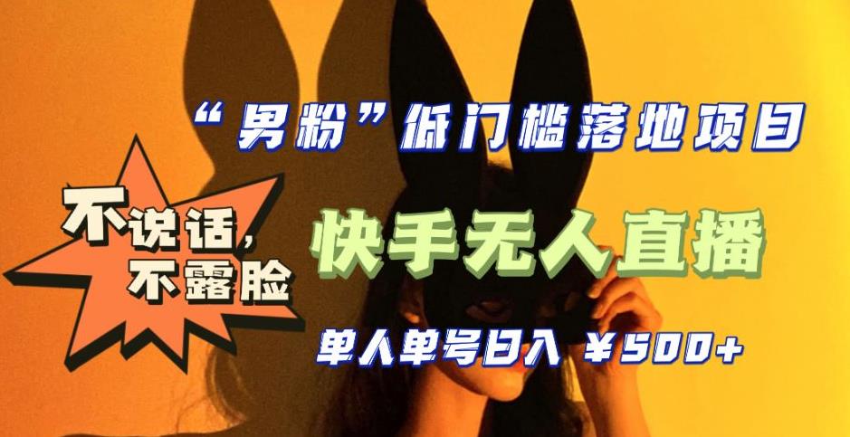 【全新升级】零基础单人单号单晚500+，不说话，不露脸，4月最新超皮实快手无人直播-资源云