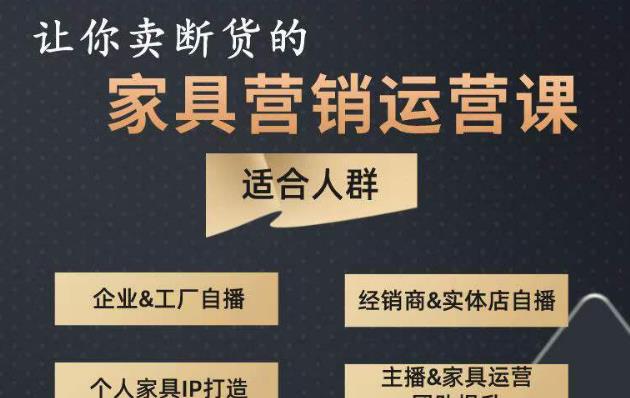 让你卖断货的家具营销运营课，打造高销量家具账号（短视频+直播+人物IP）-资源云