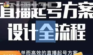 2023正价控流起号课,直播起号方案设计全流程,简单而高效的直播起号方案-资源云