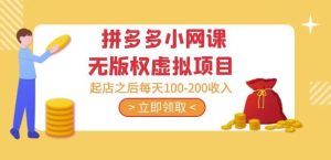 黄岛主·拼多多小网课无版权虚拟项目分享课:起店之后每天100-200收入-资源云