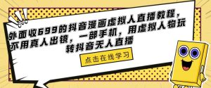 外面收699的抖音漫画虚拟人直播教程，不用真人出镜，一部手机，用虚拟人物玩转抖音无人直播-资源云