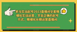 老马实战起号2023直播间全套精细化实战运营,学会正确的起号方式,精细化长期运营直播间-资源云