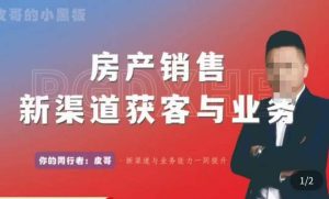 皮哥·房产销售新渠道获客与业务,打造新时代房产经纪达人,助力行业新人成长为业内精英-资源云