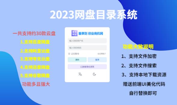 （项目课程）2023网盘目录运营系统，一键安装教学，一共支持约30款云盘-资源云