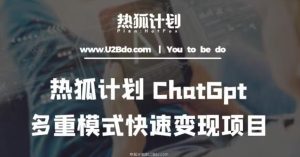 热狐计划：王大陆ChatGpt多重变现实操课，多种模式快速变现-资源云