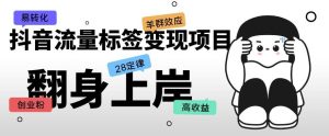 抖音流量标签变现项目,抖音创业粉轻松转化,单价高收益简单-资源云