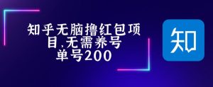最新知乎撸红包项长久稳定项目,稳定轻松撸低保【详细玩法教程】-资源云