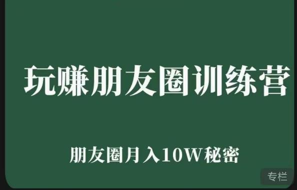 玩赚朋友圈系统课，朋友圈月入10W的秘密，​7天系统图文课程-资源云