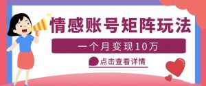 云天情感账号矩阵项目,简单操作,月入10万+可放大(教程+素材)-资源云