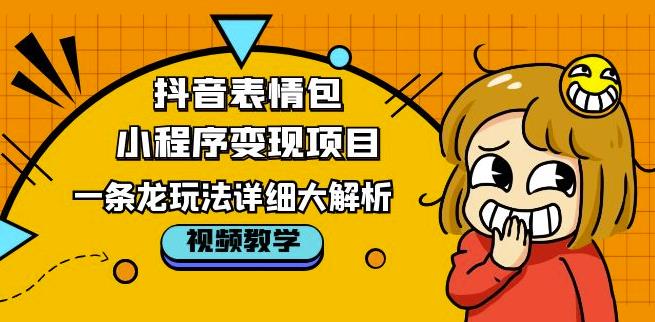 抖音表情包小程序变现项目，一条龙玩法详细大解析，视频版学习！-资源云