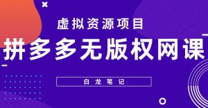 【白龙笔记】拼多多无版权网课项目，月入5000的长期项目，玩法详细拆解【揭秘】-资源云