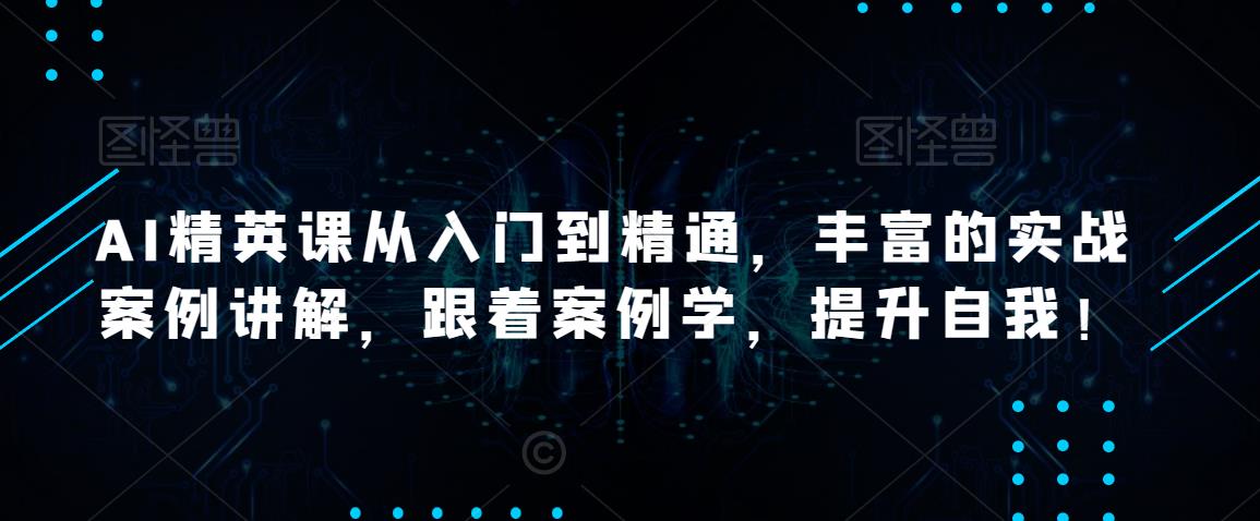 AI精英课从入门到精通，丰富的实战案例讲解，跟着案例学，提升自我！-资源云
