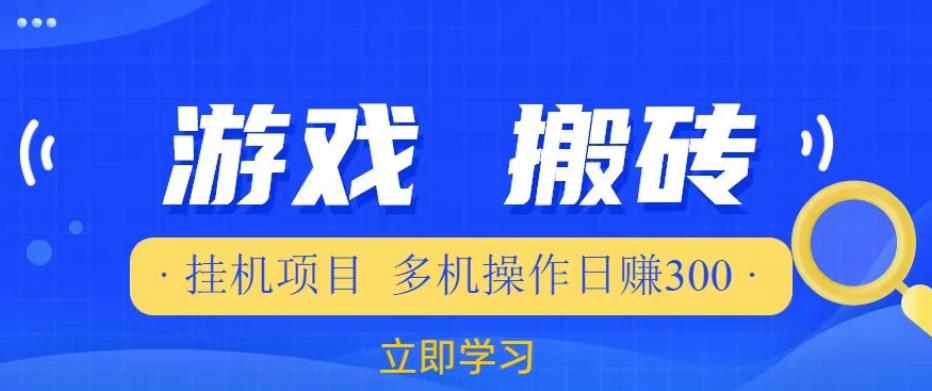 游戏挂机挂机项目，多机操作，日赚300【揭秘】-资源云