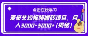 爱奇艺短视频搬砖项目，月入3000-5000+【揭秘】-资源云