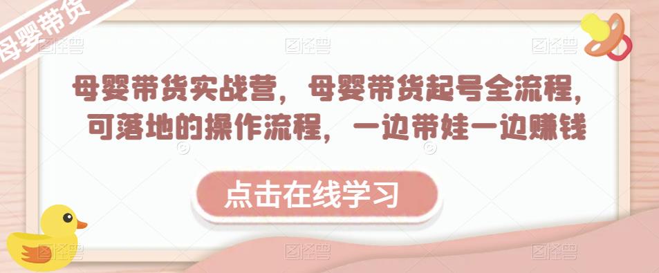 母婴带货实战营，母婴带货起号全流程，可落地的操作流程，一边带娃一边赚钱（附素材）-资源云