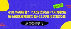 小红书训练营：7天定位实战+7天爆款拆解&选题库搭建实战+21天笔记实操实战-资源云