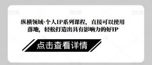 纵横领域·个人IP系列课程,直接可以使用落地,轻松打造出具有影响力的好IP-资源云