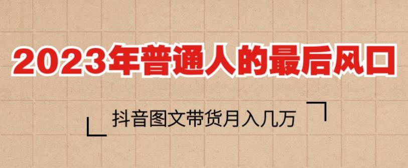 2023年普通人的最后风口，抖音图文带货月入几万，只需一部手机即可操作-资源云