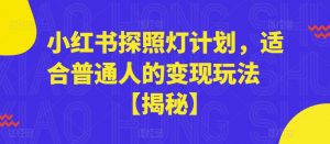 小红书探照灯计划，适合普通人的变现玩法【揭秘】-资源云