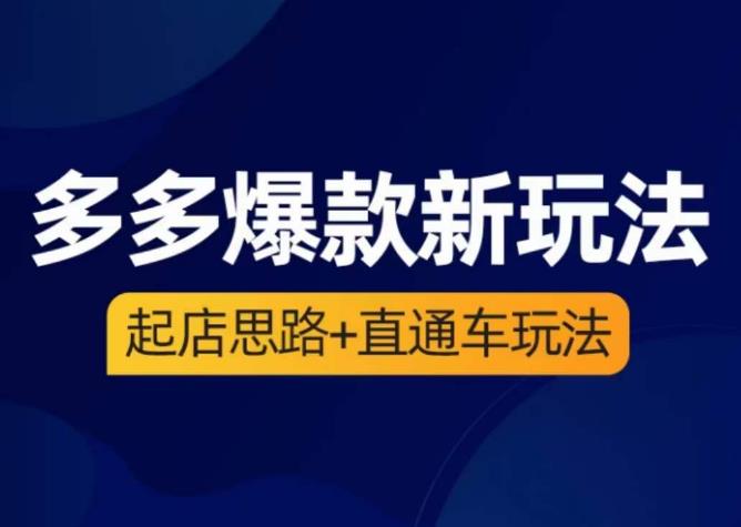 海神·多多爆款新玩法，​起店思路+直通车玩法（3节精华课）-资源云