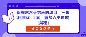 新需求大于供应的项目,一单利润50-100,很多人不知道【揭秘】-资源云
