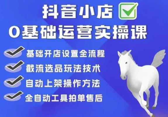白马电商·0基础抖店运营实操课，基础开店设置全流程，截流选品玩法技术-资源云