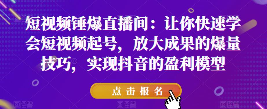 短视频锤爆直播间：让你快速学会短视频起号，放大成果的爆量技巧，实现抖音的盈利模型-资源云