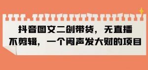 抖音图文二创带货,无直播,不剪辑,一个闷声发大财的项目【揭秘】-资源云