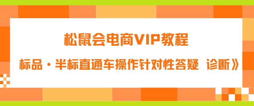 松鼠会电商VIP教程：松鼠《付费推广标品·半标直通车操作针对性答疑&诊断》-资源云