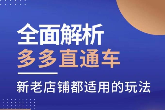 全面解析多多直通车，​新老店铺都适用的玩法-资源云