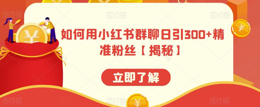 如何用小红书群聊日引300+精准粉丝【揭秘】-资源云