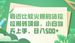 最近比较火爆的货拉拉搬砖项目,小白当天上手,日入500+【揭秘】-资源云