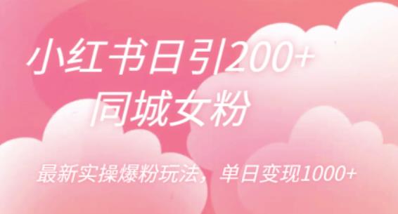 小红书日引200+同城女粉，最新实操爆粉玩法，单日变现1000+【揭秘】-资源云