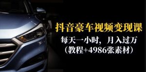 抖音豪车视频变现分享课：每天一小时，月入过万（教程+4986张素材）-资源云
