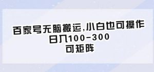百家号无脑搬运,小白也可操作,日入100-300,可矩阵【仅揭秘】-资源云