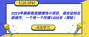 2023年最新看直播赚钱小项目,适合宝妈在家操作,一个号一个月赚1000多(揭秘)-资源云