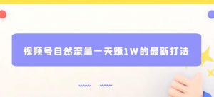 视频号自然流量一天赚1W的最新打法,基本0投资【揭秘】-资源云