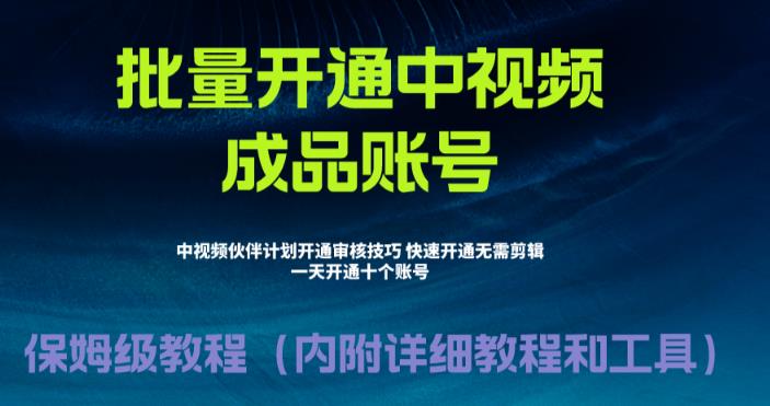 外面收费1980的暴力开通中视频计划教程，内附详细的快速通过中视频伙伴计划的办法-资源云