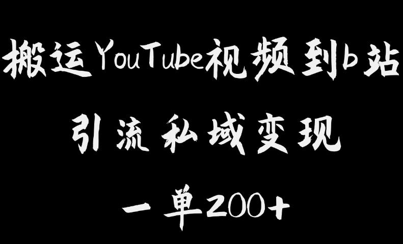 搬运YouTube视频到b站，引流私域一单利润200+，几乎0成本！【揭秘】-资源云