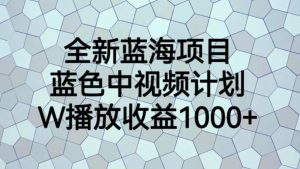 全新蓝海项目，蓝色中视频计划，1W播放量1000+【揭秘】-资源云