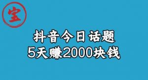 宝哥·风向标发现金矿，抖音今日话题玩法，5天赚2000块钱【拆解】-资源云