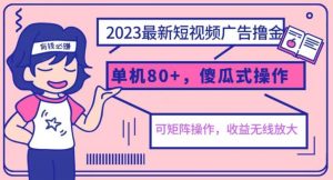 2023最新玩法短视频广告撸金,亲测单机收益80+,可矩阵,傻瓜式操作,小白可上手【揭秘】-资源云