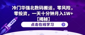 冷门华强北数码搬运,零风险,零投资,一天十分钟月入1W+【揭秘】-资源云