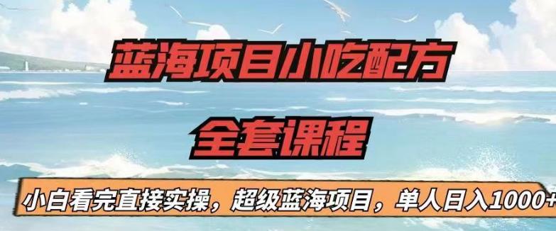 蓝海项目小吃配方全套课程，小白看完直接实操，单人日入1000+【揭秘】-资源云
